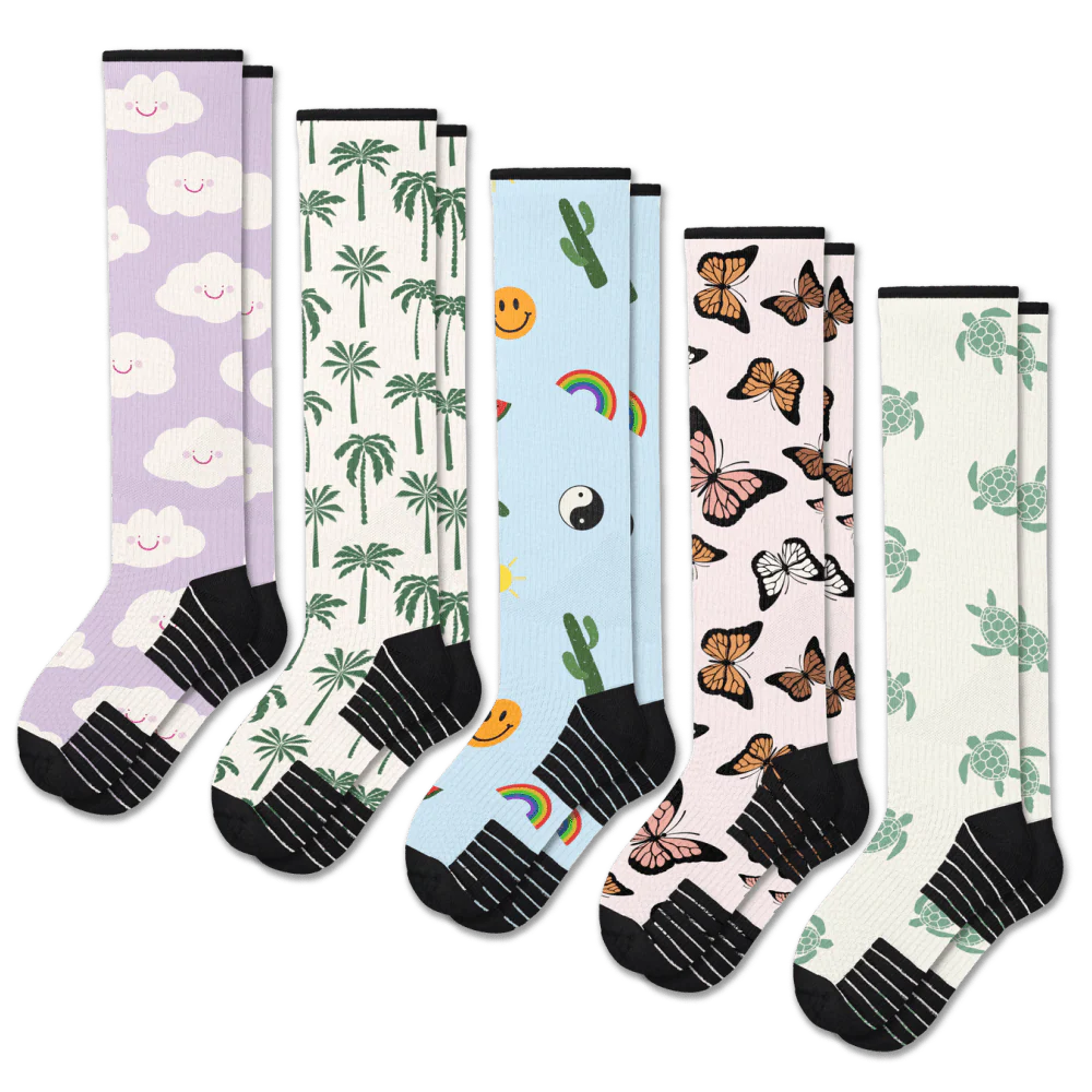 Happy Vibes Compression Socks 5-Pack Bundle