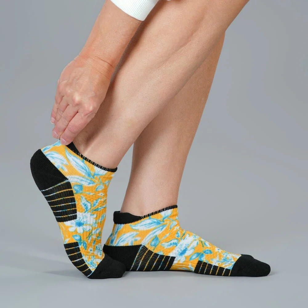 Mustard Floral Ankle Compression Socks - Image 3