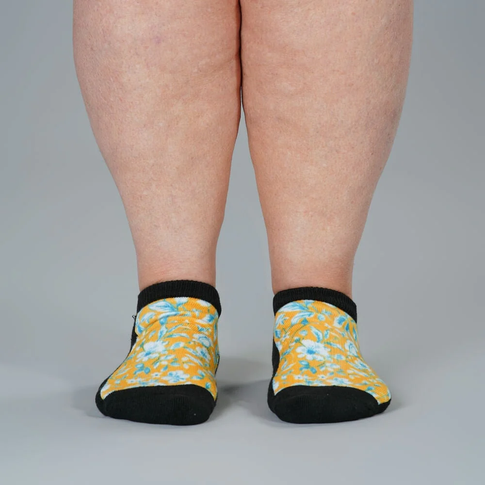 Mustard Floral Ankle Socks - Image 2