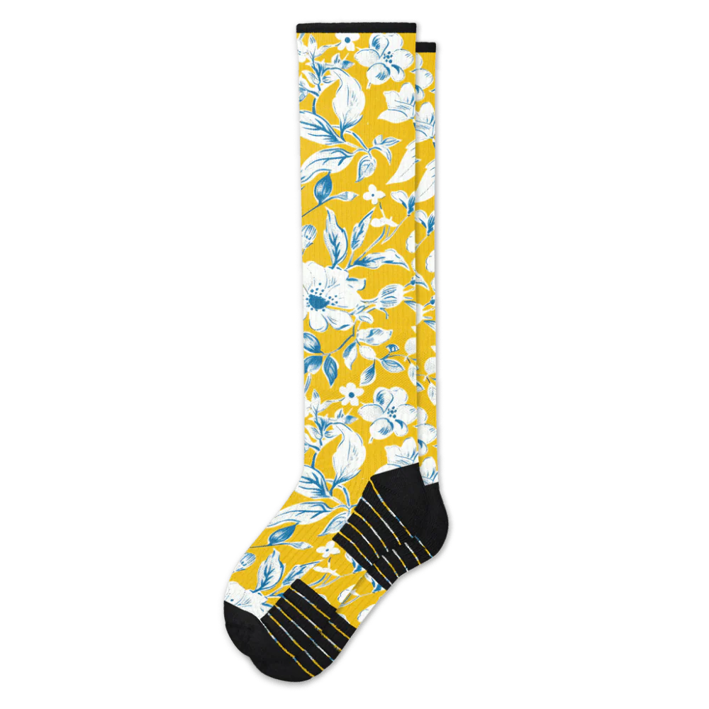 Mustard Floral Compression Socks