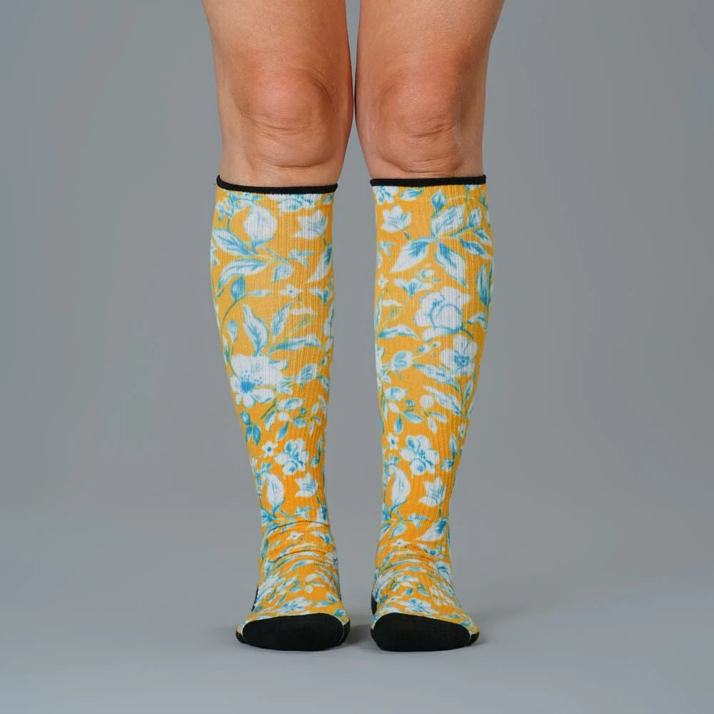 Mustard Floral Compression Socks - Image 2