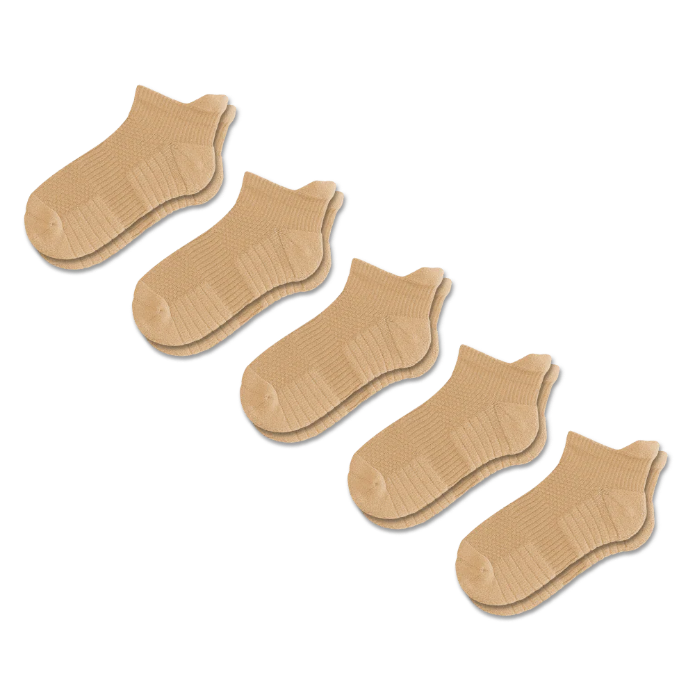Tan Ankle Compression Socks 5-Pack Bundle