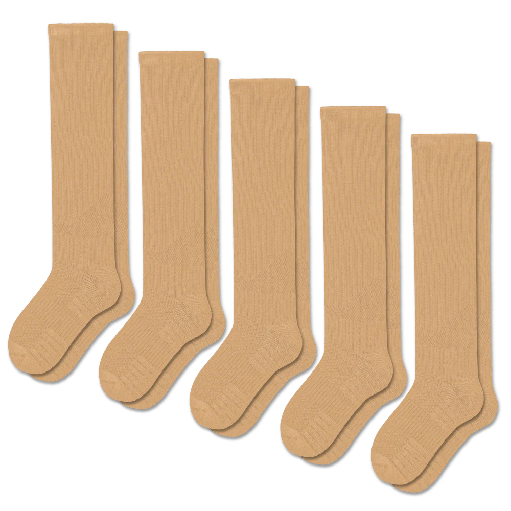 Tan Compression Socks Bundle 5-Pack