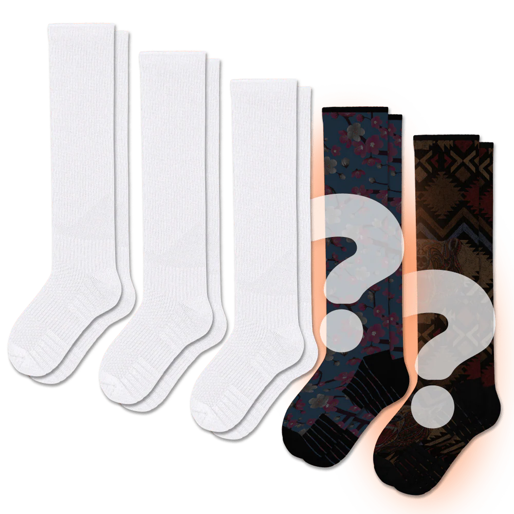 White & Mystery Compression Socks Bundle 5-Pack